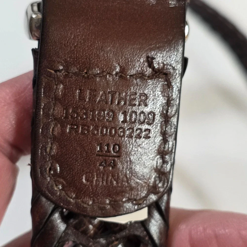 Men's Braided Leather Belt Brown Woven Buckle‎ Casual Dress Belt 44 Luxury